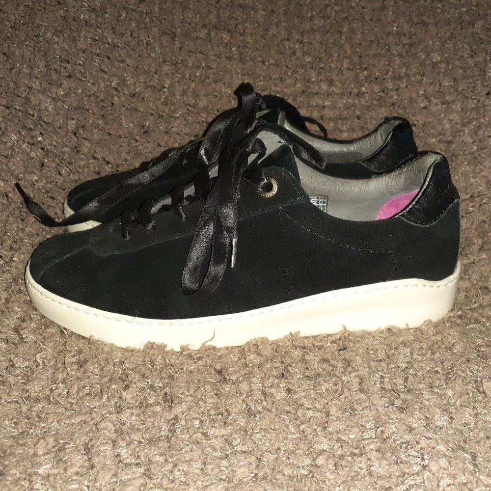 NOBRAND Portugal-Black Suede Platform Sneakers - Picture 2 of 7